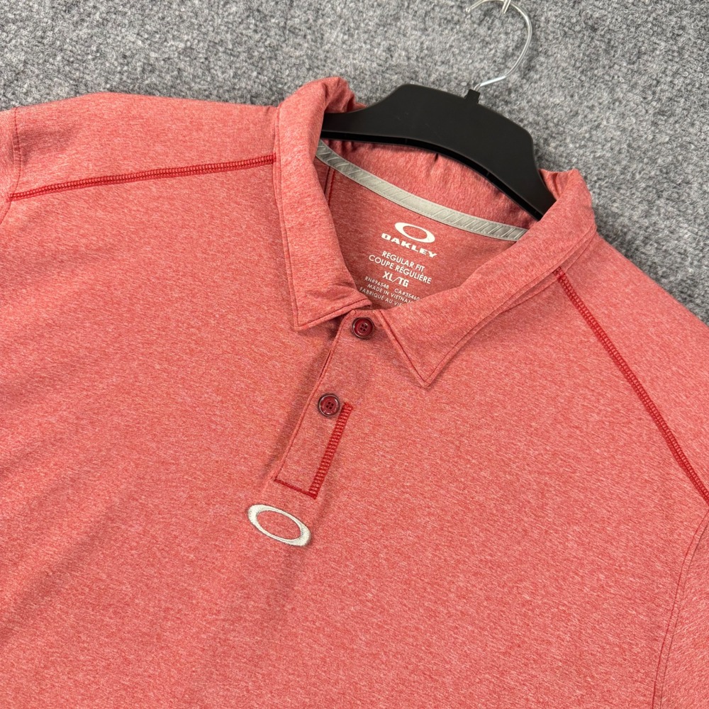 Oakley Golf Polo Shirt Mens XL Red Heathered Short Sleeve Hydrolix Regular Fit